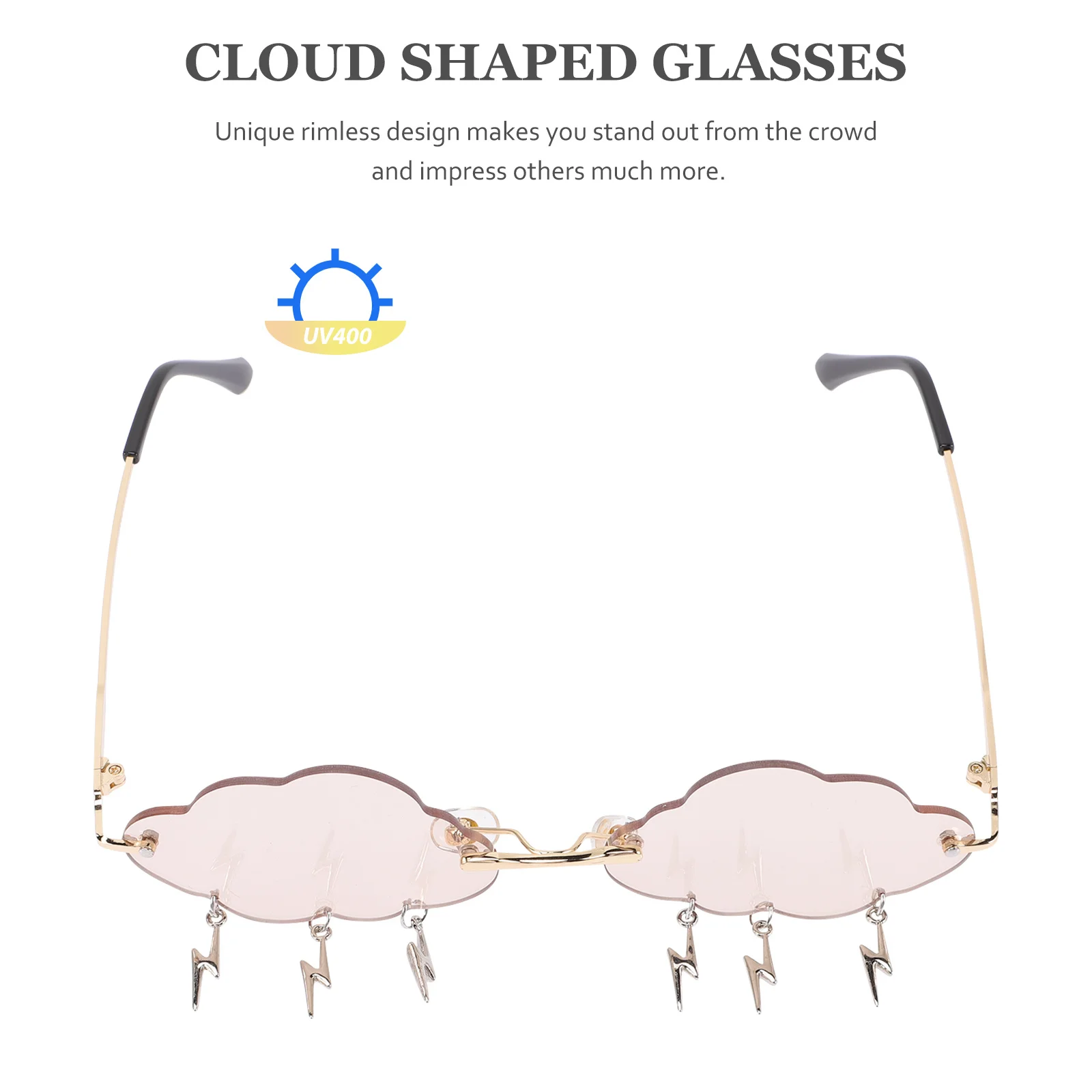 

Shaped Rimless Sunglasses Premium Pc Material Party Glasses for Festivals Vacations Valentine's Day Street