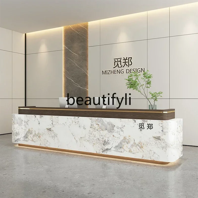 54Modern minimalist company, reception desk curved medical beauty salon, clothing store paint checkout pageSSS