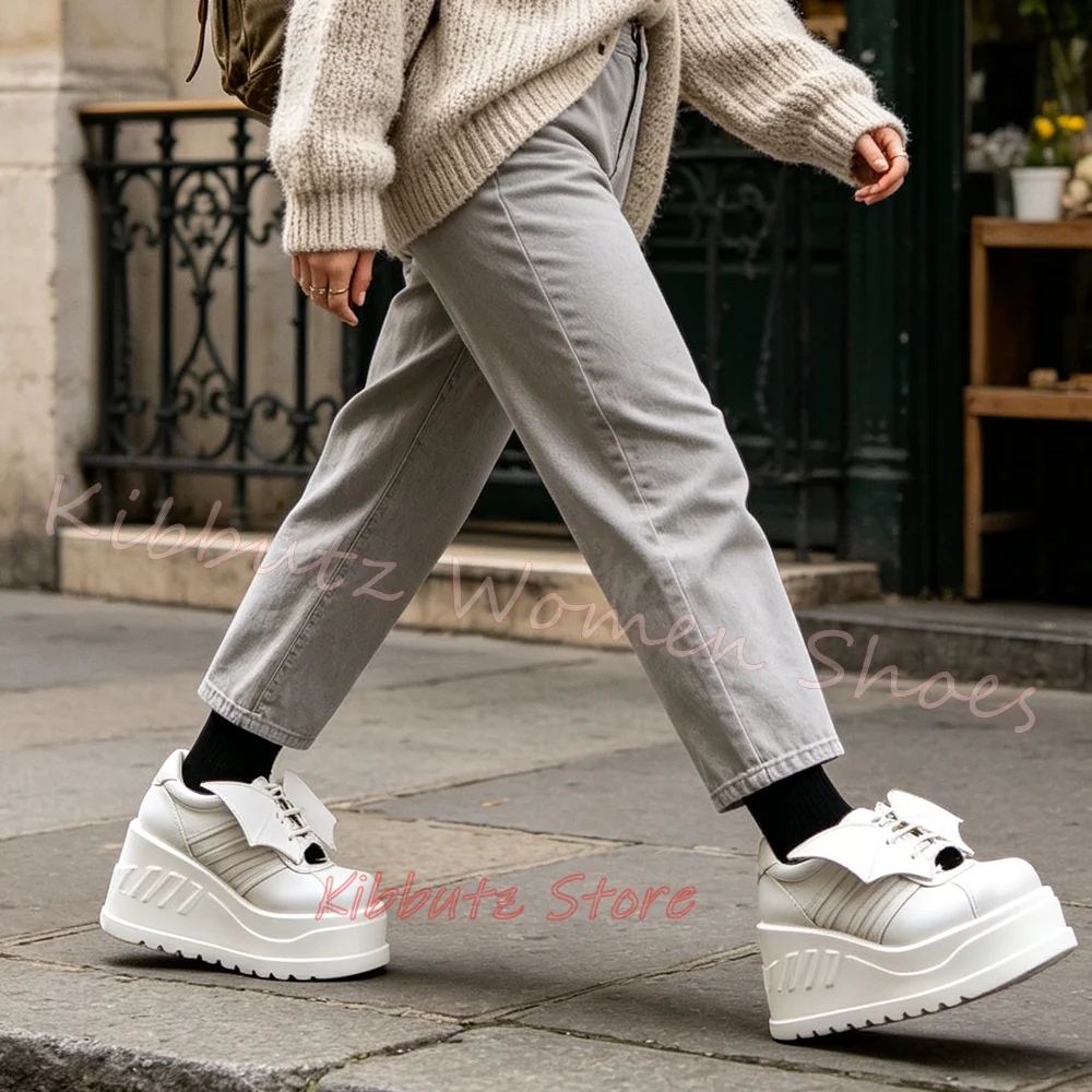 Dark Style Sneakers Platform Punk Y2K Thick Bottom Rock Gothic Round Toe Solid Color Lace-Up Women Shoes Fashion Concise Newest