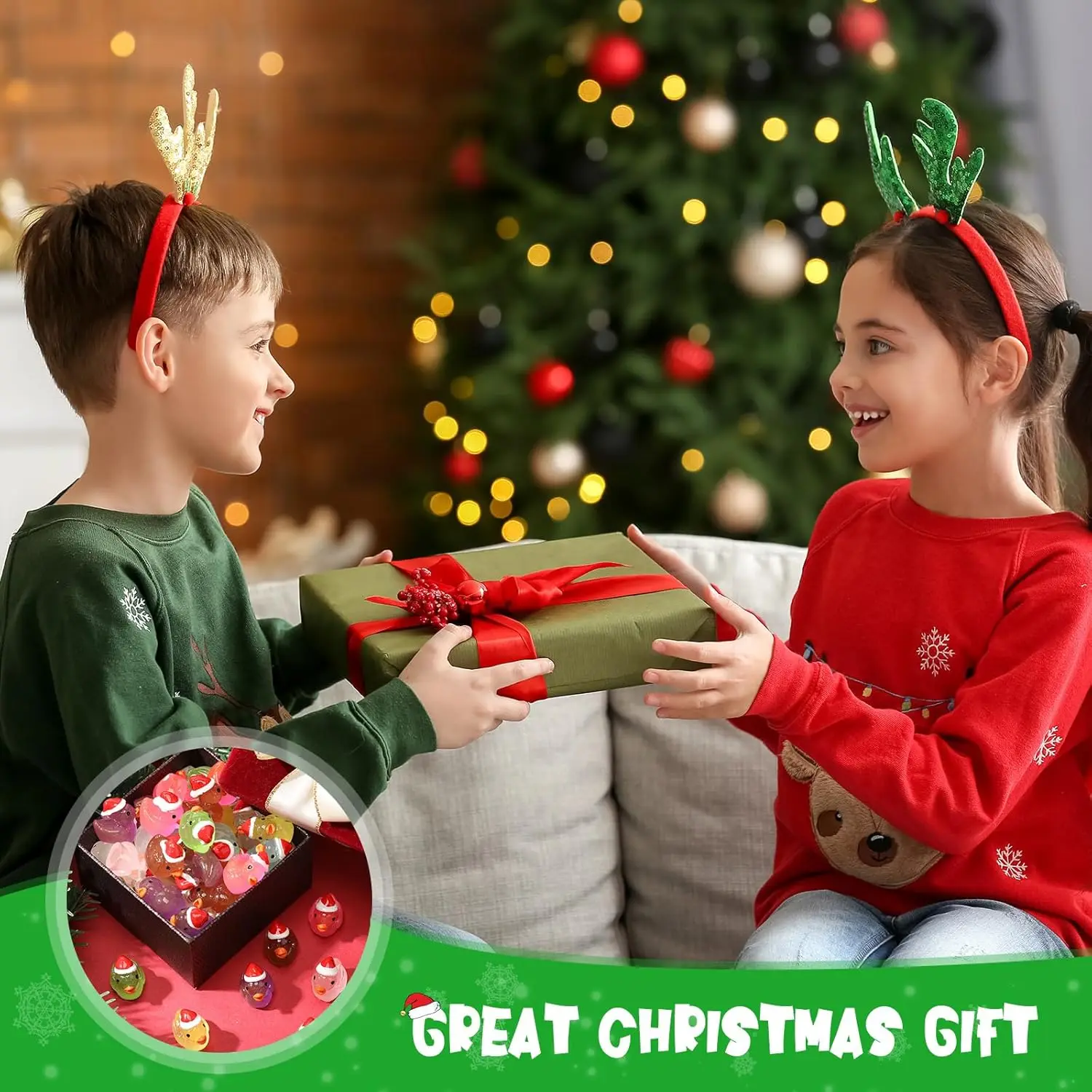 100/50 قطعة عيد الميلاد مضيئة البسيطة الراتنج البط توهج في الظلام البط مع قبعة عيد الميلاد للمناظر الطبيعية الصغيرة ديكور المنزل الطرف #3