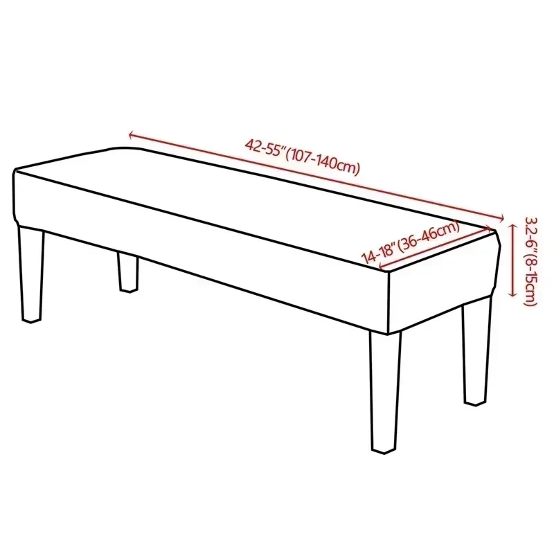 1pc Jacquard Long Bench Cover Entrance Stool Ottoman SlipCover Stretch Spandex Piano Stool Cover Furniture Protector Case PU