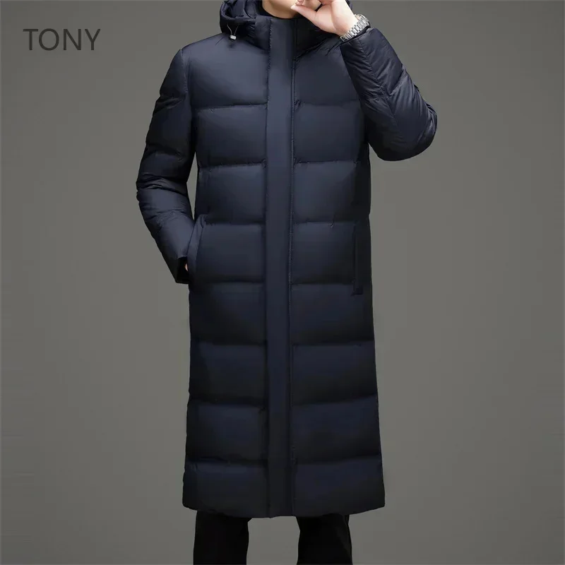 Long Down Jacket Removable Hat Male Winter Brand 2025 for Men Men's Wind Casual Man Sack Coats