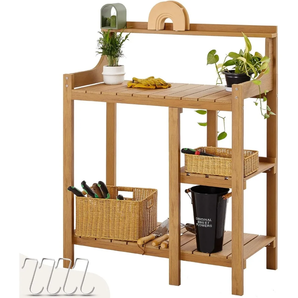 

Скамья для горшков, стол для горшков HDPS, 50 дюймов x 17,5 x 37,5 футов (ДxШxВ), всепогодный стол для горшков, рабочая станция для наружного садоводства,