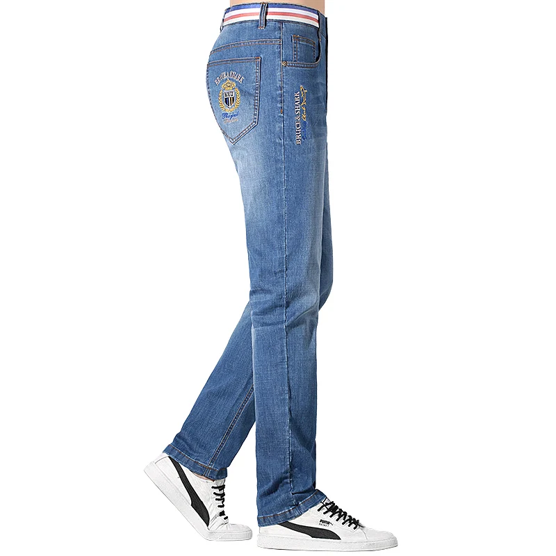 Bruce & Shlavabo-Jean en denim extensible pour homme, pantalon en coton, droit, décontracté, mode, grande taille, été, nouveau, 2024, 8528