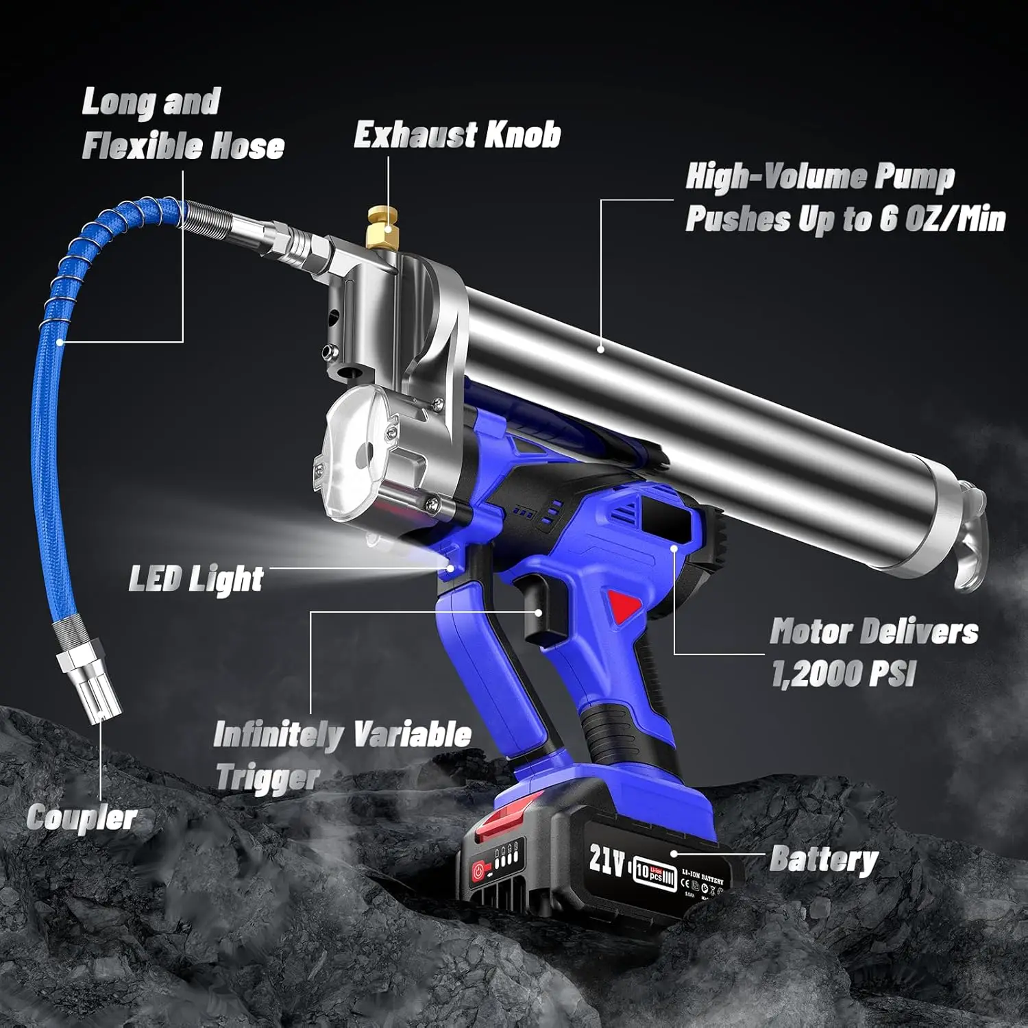 Taskstar 12000PSI أنابيب ضغط الشحوم الكهربائية ث/متغير السرعة الكهربائية الشحوم بندقية سيارة زيت تشحيم صيانة أدوات كهربائية