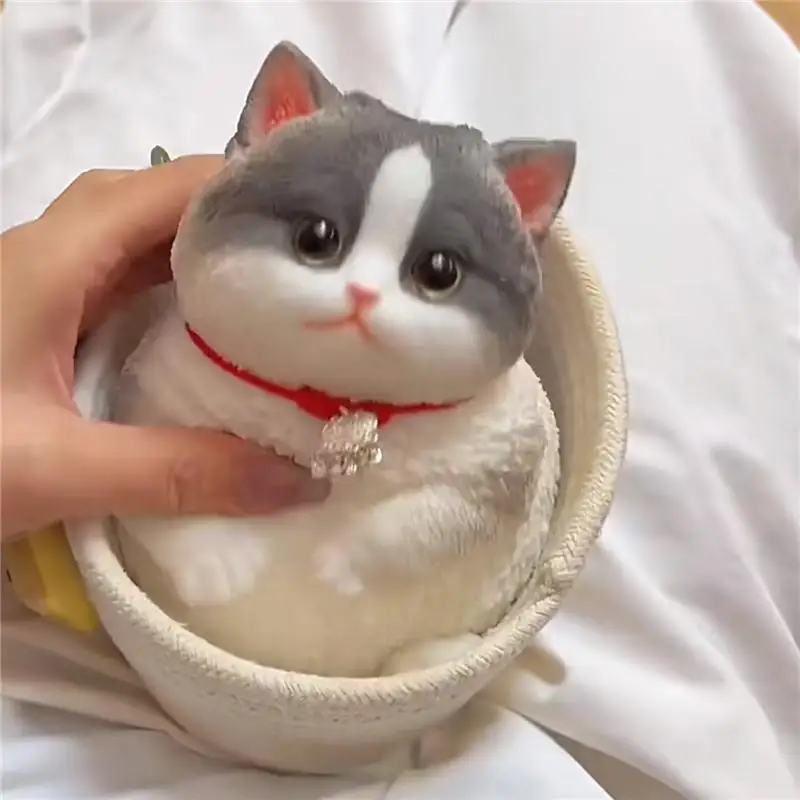 【M】Cute Kawaii Cat Soft Silicone Stress Relief Squeeze Toy Anxiety Relief Desk Gift For Kids Adults Desk Decor Gift