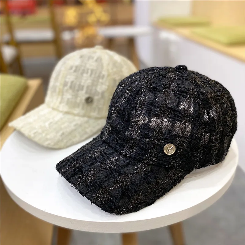 2022 Lace Baseball Cap Summer Ladies Small Fresh Breathable Thin Peaked Cap Tide Brand Face Small Fashion All-match Mesh Sun Hat