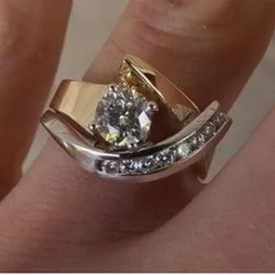 KSRA 2024 New Niche Geometric Two-Tone Inlay Zircon Exquisite Ring For Women Party Accessories Dangle Fashion Custom Jewelry