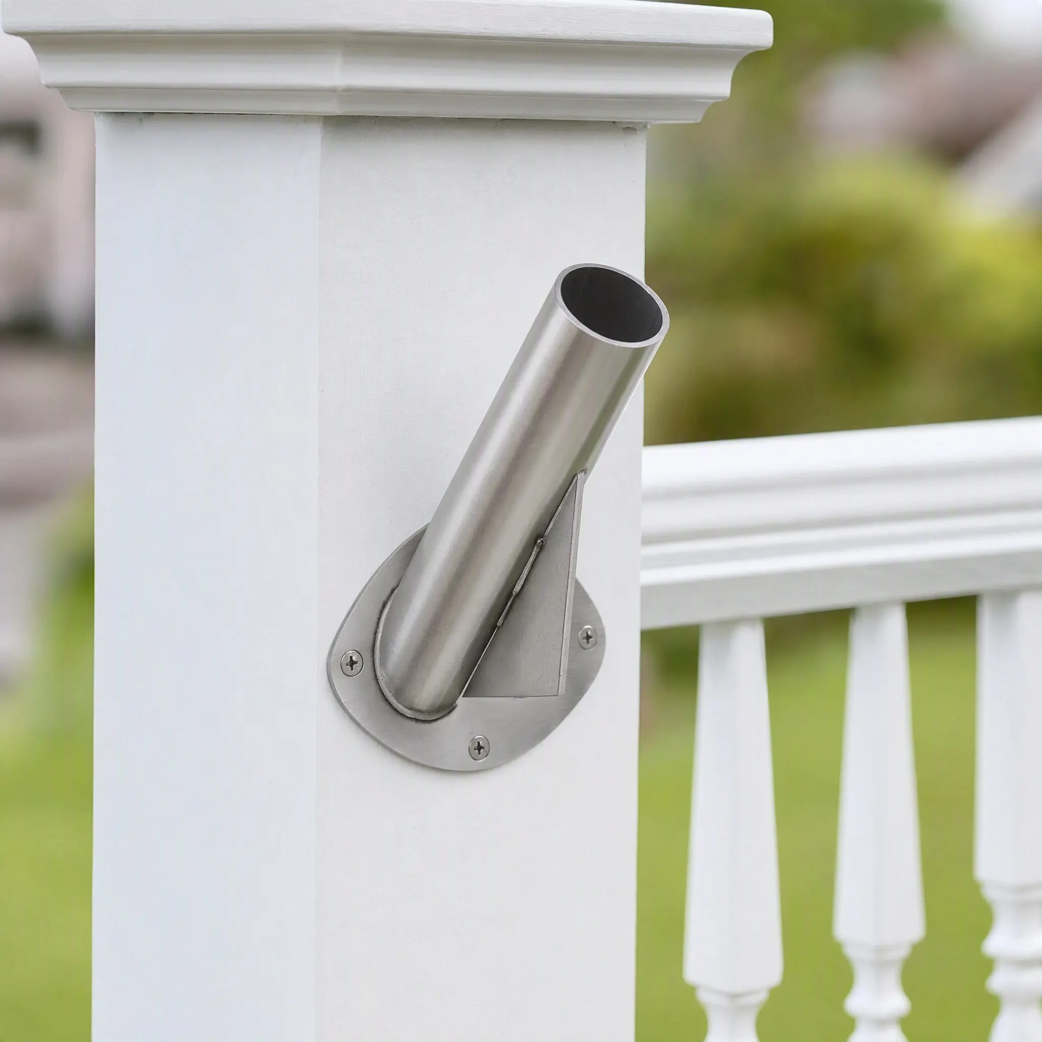 Heavy Duty Flagpole Holder Stainless Steel Thickened Base Angled Installation Wall Porch Balcony Deck Outdoor Flag