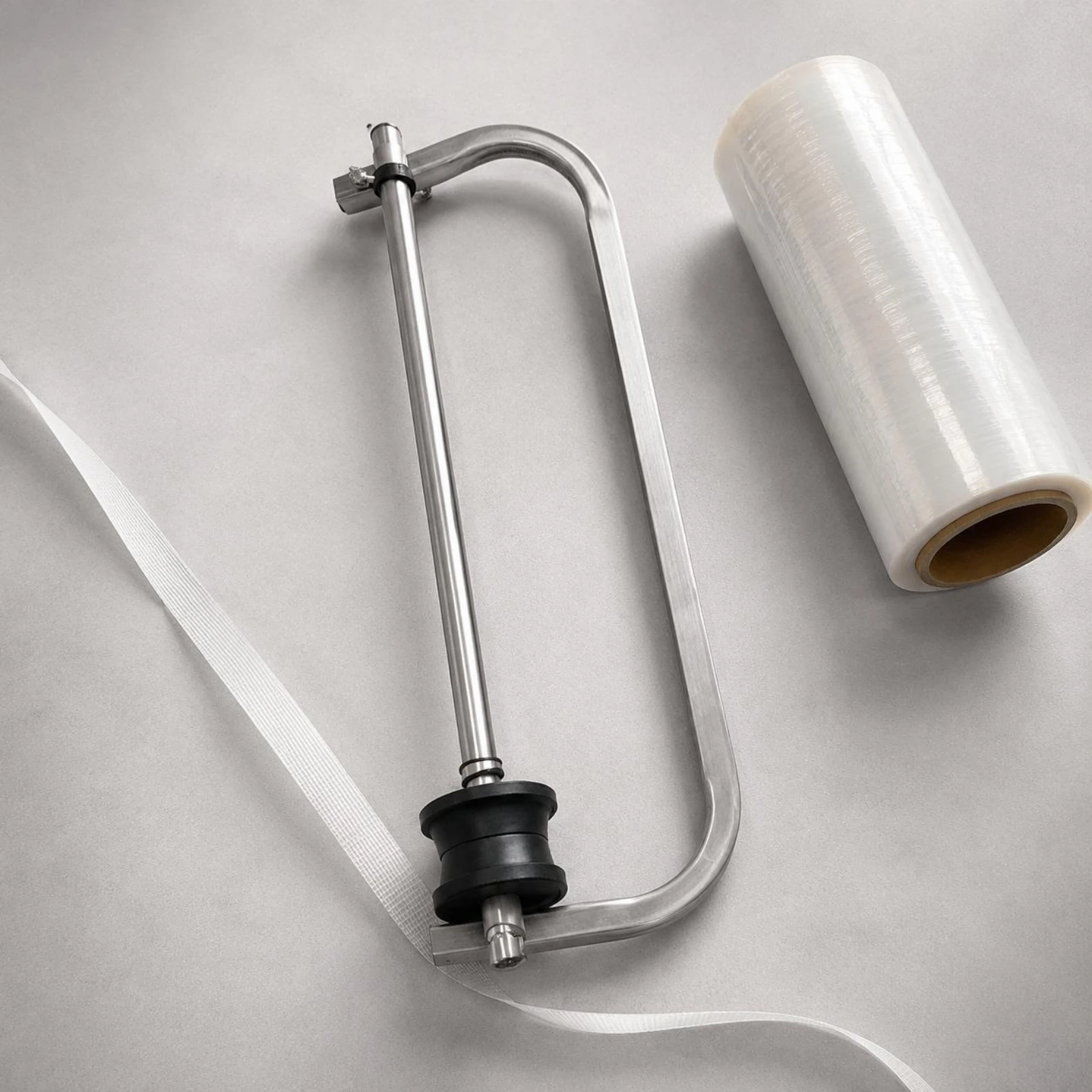 Handheld Stretch Film Dispenser Cylindrical Holder Stretch Film Dispenser Manual Pallet Wrapper Glossy Silvery Finish
