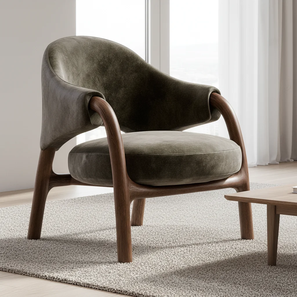 #Comfortable Modern Velvet Upholstered Accent Armchair With Wooden Frame Eco-Friendly Living Room Chair