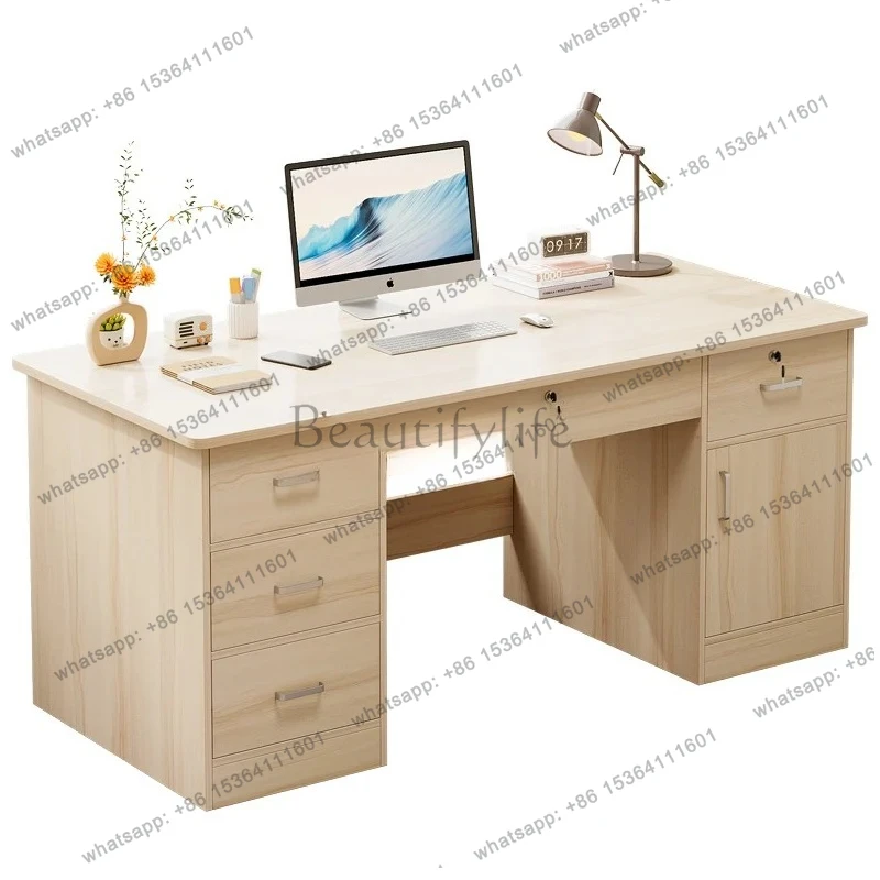 

simple modern desktop computer desk office staff table and chair combination home desk workbench