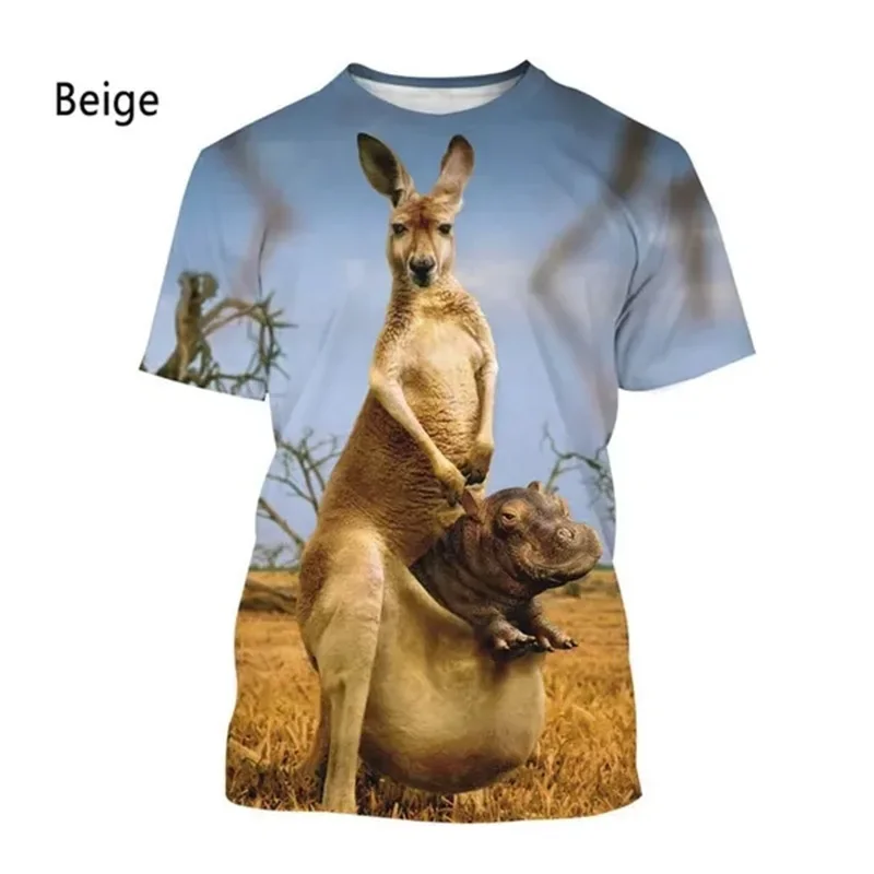 Cute Animal Kangaroo Pattern Tshirt For Men Women 3D Printing Casual Short Sleeve Funny Tee Tops Mens Oversized T Shirts