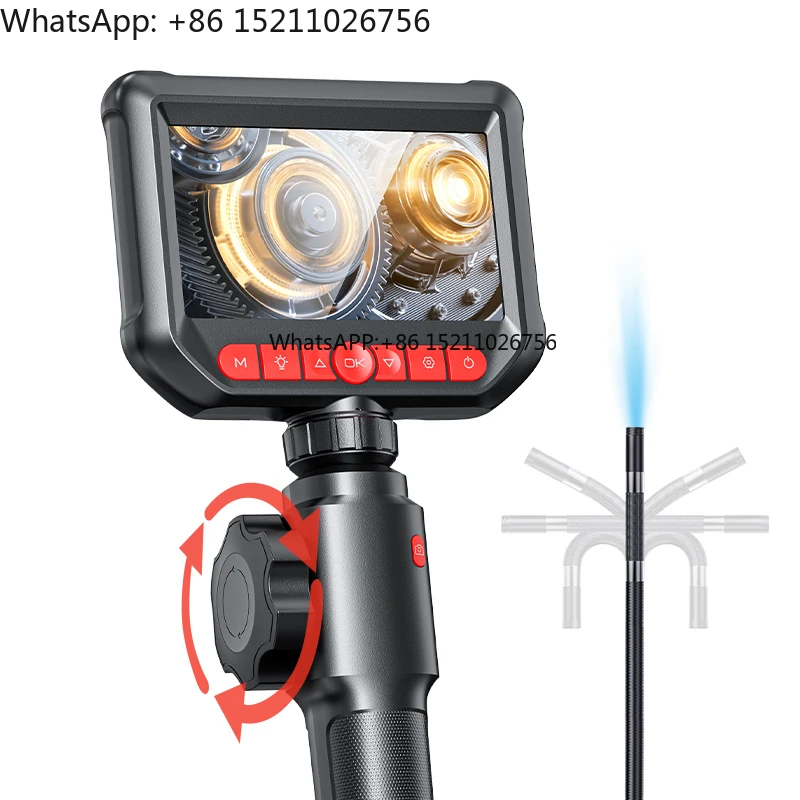 OEM 360 Steering Handheld Portable Endoscope Borescope Car Repair Tool 6mm 1m Semi Rigid Articulated Inspection - 4.3Inch