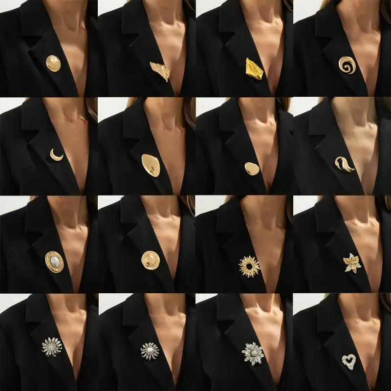 Luxury Liquid-textured Leaf Flower Brooches For Women Fashion Retro Irregular Geometric Brooch Pins Clothes DIY Accessories