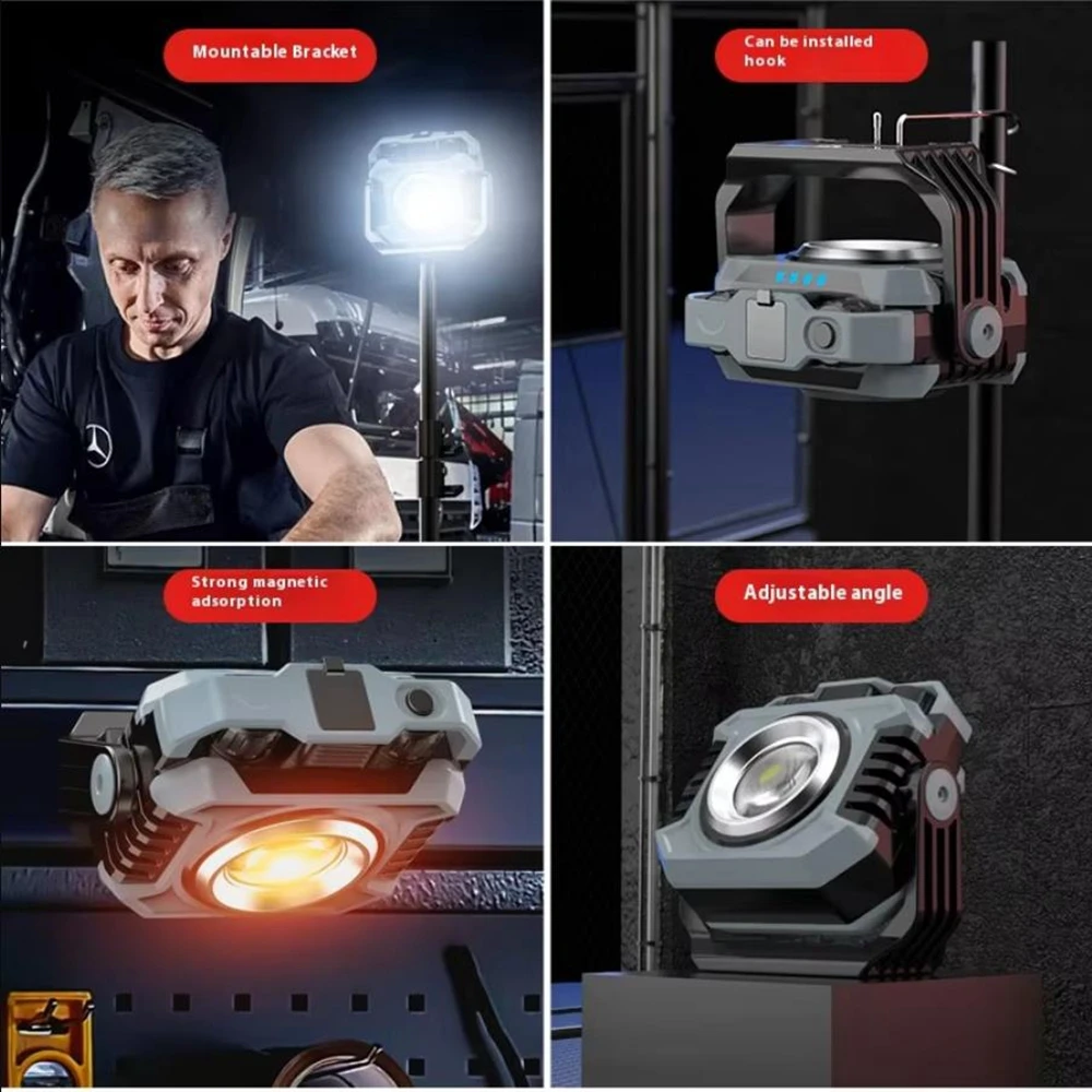 Mini Magnetic Working LED Light Rechargeable Portable TG3 Spotlight Flashlight 5000mAh Camping Torch Cob Emergency Floodlight
