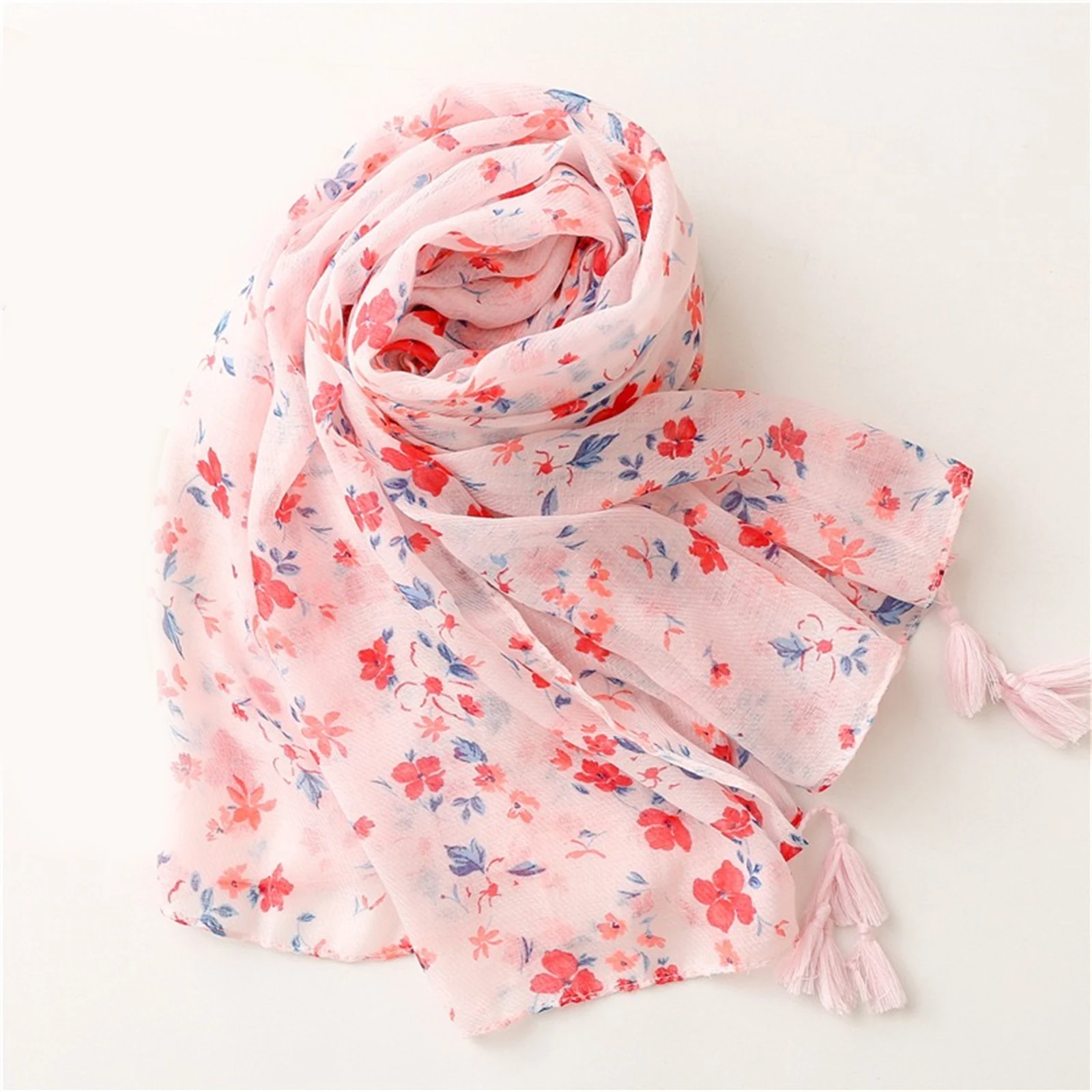 Female New Style Muslim Headscarf, 180 * 85cm Tassels Shawls The Four Seasons Windproof Bandanna Fashion Print Warm Beach Towel,