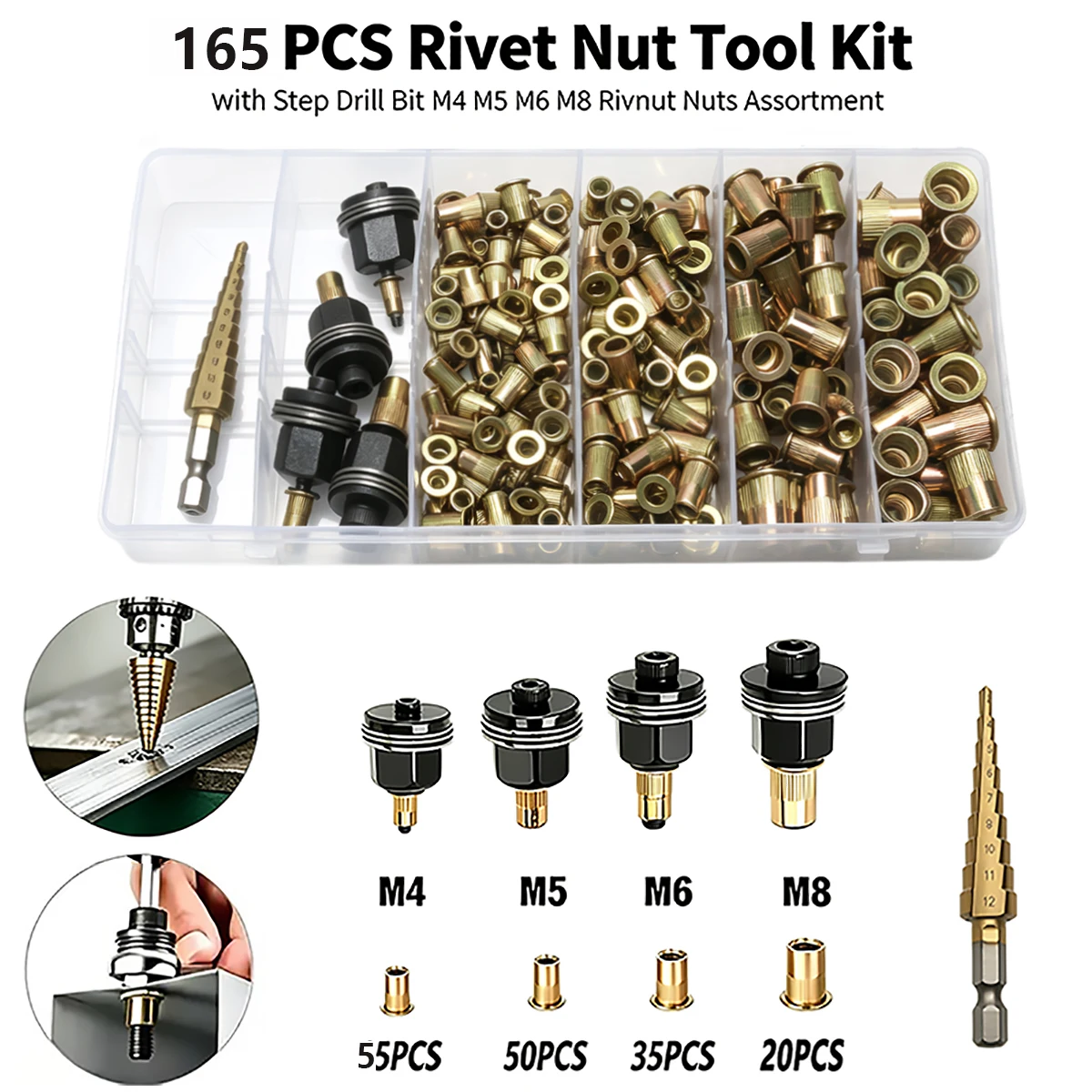 165/303PCS multi specification industrial grade carbon steel manual rivets, suitable for multifunctional riveting in automobiles