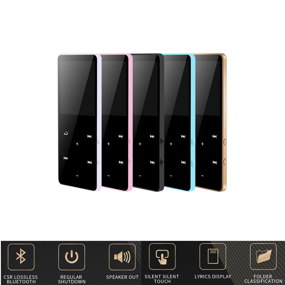 

MP3 Player with Bluetooth-compatible Speaker Touch key Built-in 8GB 16GB HiFi Metal Mini Walkman with radio FM recording