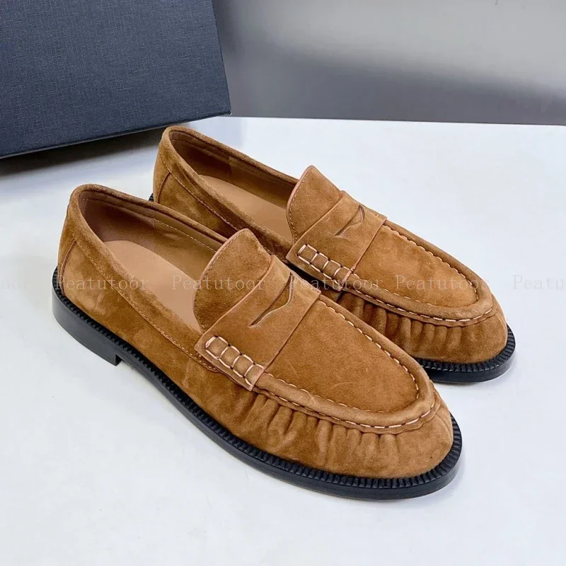 Dames Loafers Ronde Neus Topkwaliteit Echt Leer Flats Ondiep Comfort Dagelijks Woon-werk Wandelschoenen Kantoor Casual Schoenen Hot