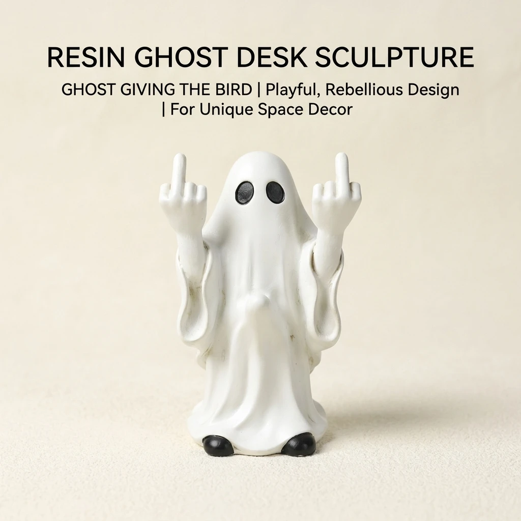 2026 Halloween Decor Ornament Creative Middle Finger Ghost Resin Sculpture Desk Dining Table Cabinet Fireplace Decor Accessory view 6