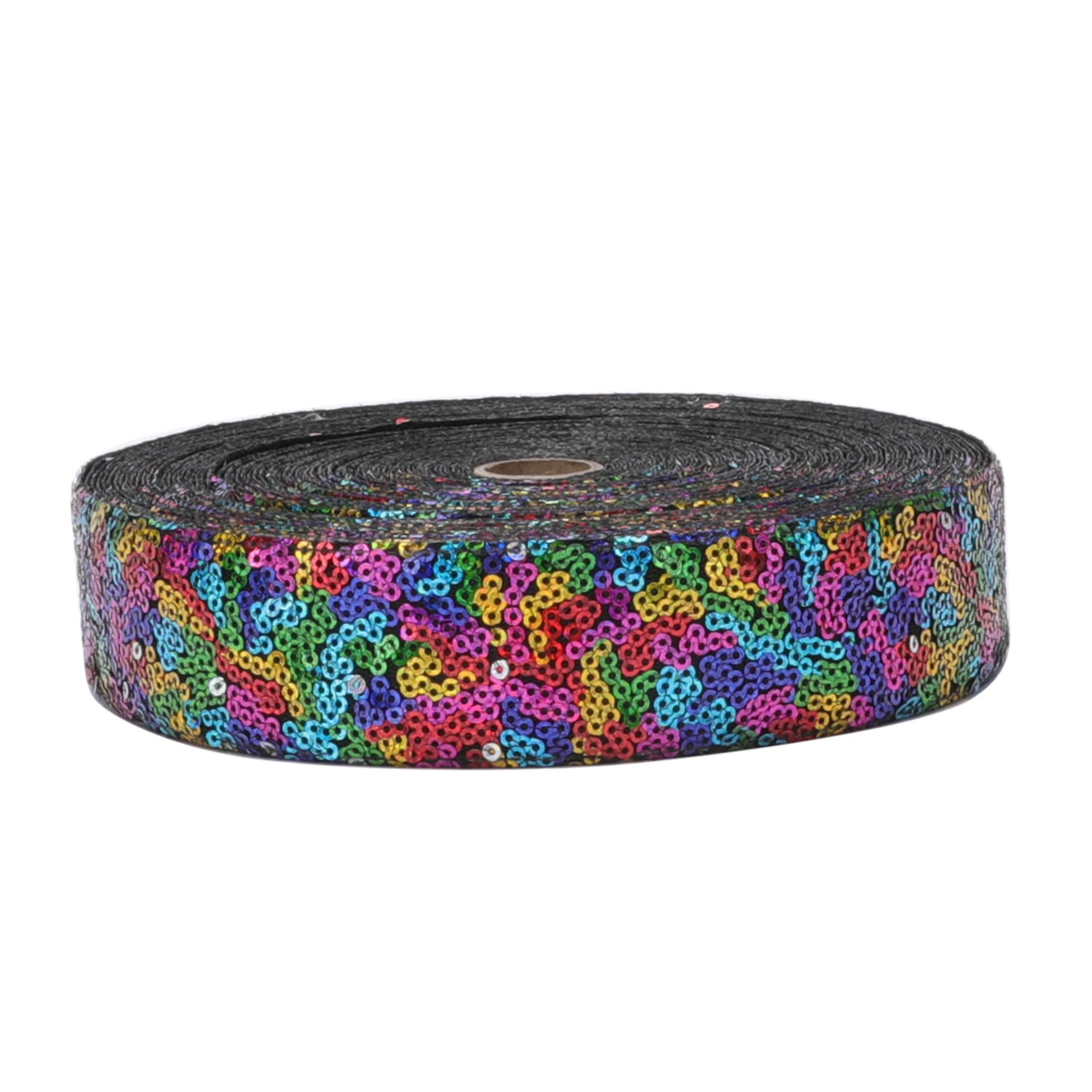 HSDRIBBON Listones 1-1/2inch 38mm  multicolor Sequin Scribble Sequin Ribbon 25Yards/Roll