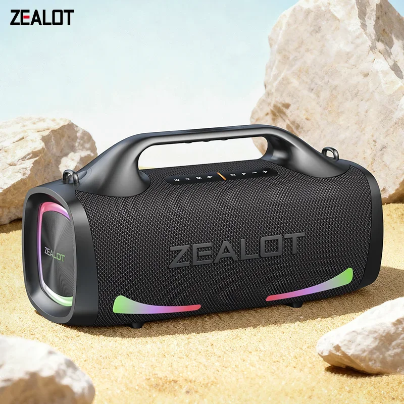Zealot-S79 Lautsprecher, tragbarer Party-Lautsprecher mit Bluetooth 5.2, tragbarer Griff, 24-Stunden-Spielzeit, für Party, Camping
