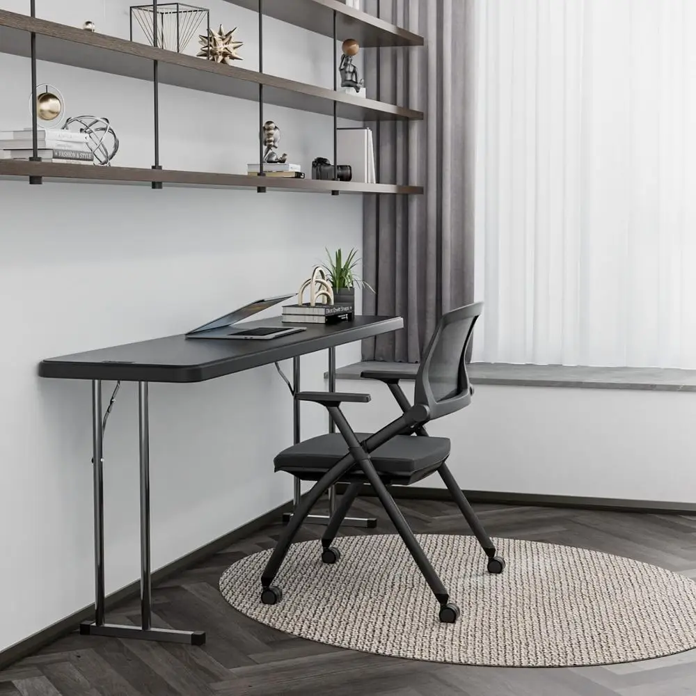 6ft Narrowing Table, Premium Quality HDPE Material, Sturdy Metal Frame, Perfect for Buffet, Seminar, Party, Training, Home Work,