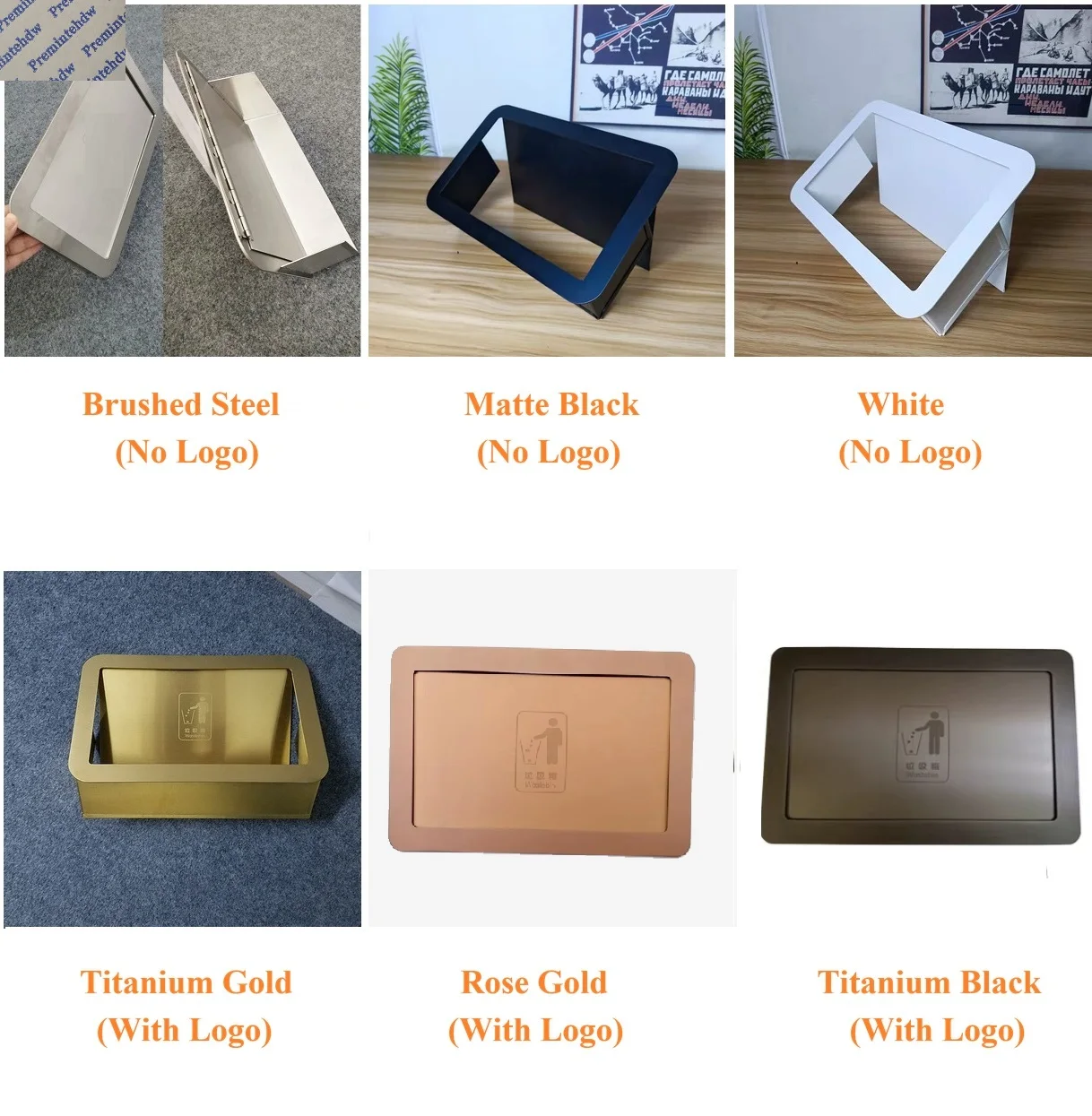 1Pc SUS304 Rectangular Side Mount Trash Chute With Hinged Inward Flip Panel For Kitchen Bath Commerical White Rose Gold Black