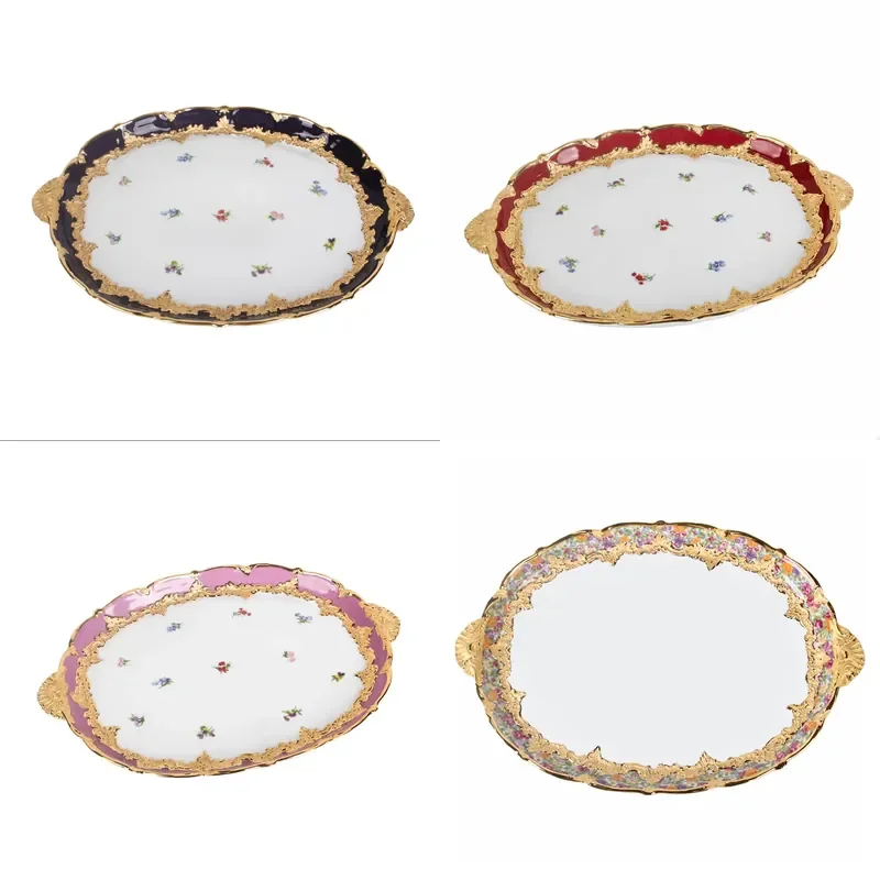 same three dimensional floating point handmade gilt large tray fruit plate