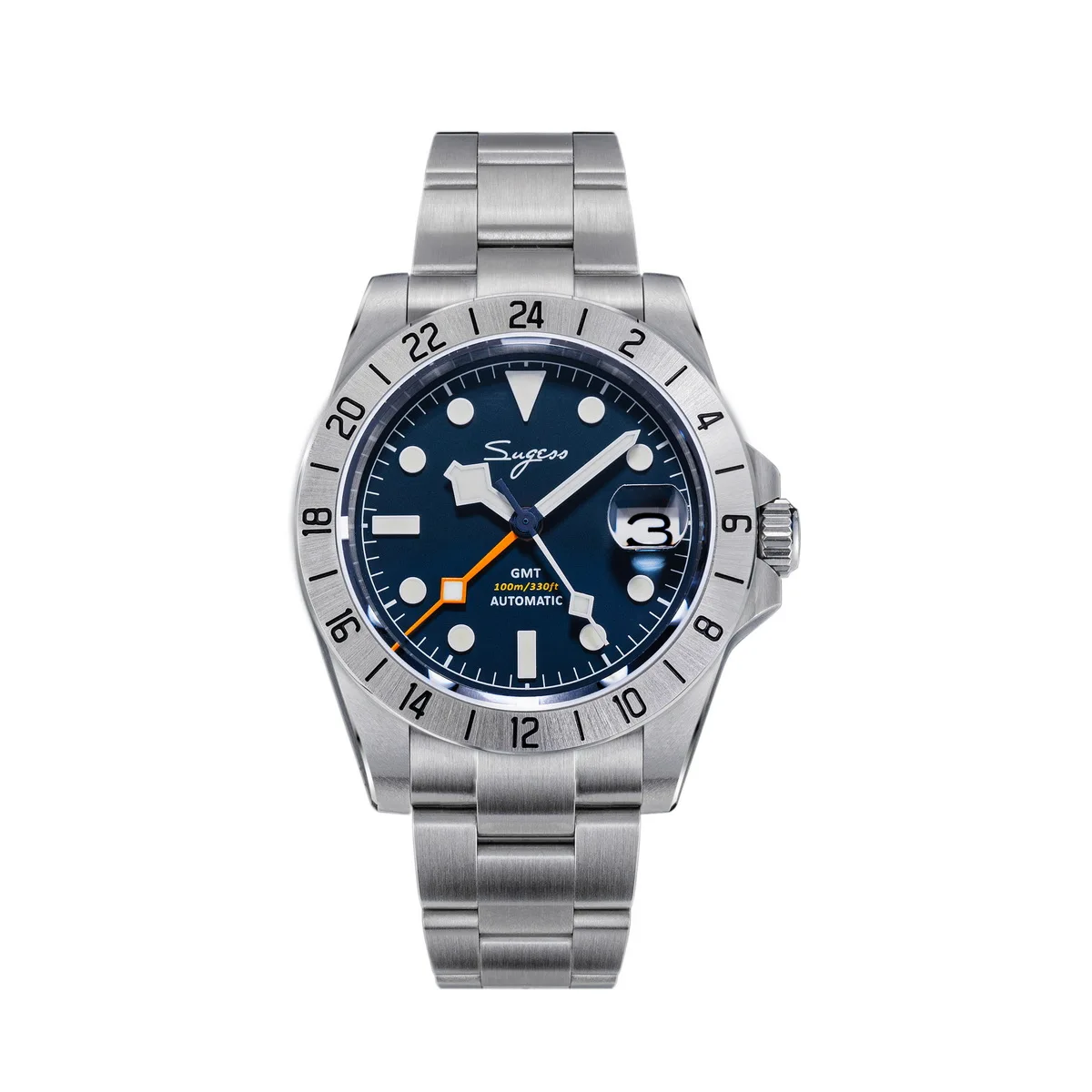Sugess Men Watch GMT Automatic NH34 Movement 100M Waterproof