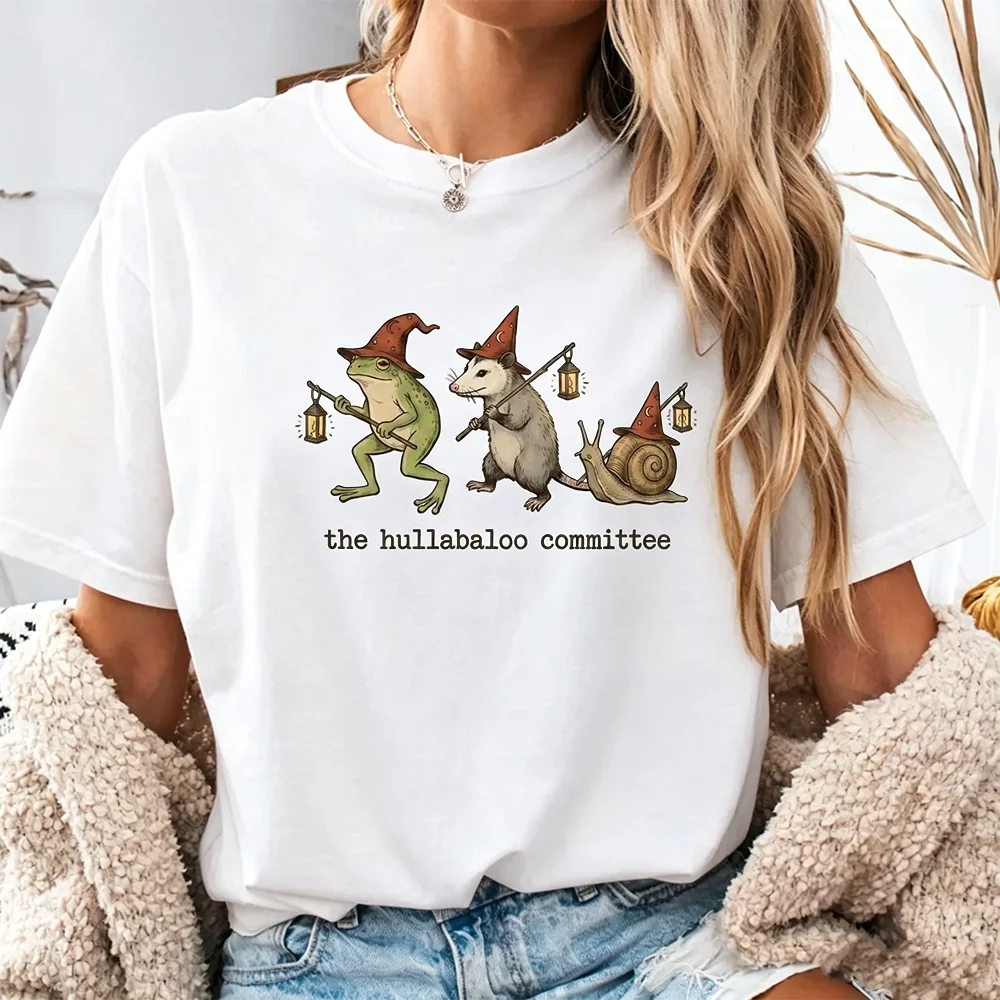 Meme Graphic T Shirt Frog Opossum Snail Wizard Lantern Retro Unisex Casual Summer Cotton Short Sleeve Meme Tee