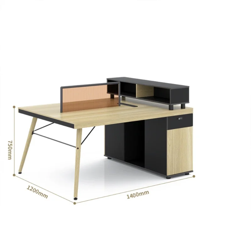*Modern Wooden Office Table for Executive Use L Shape Workstation Desk with Side Cabinet and Bookshelf Storage