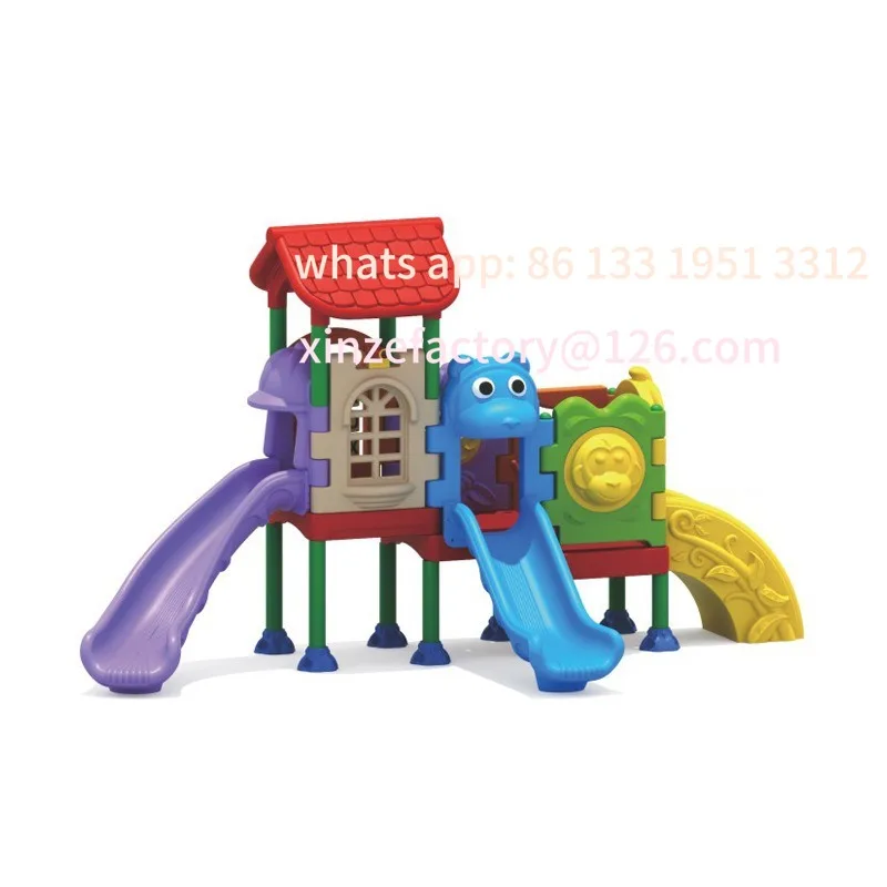 Luxury cartoon plastic combination slide kindergarten community climbing frame drilling hole function toy