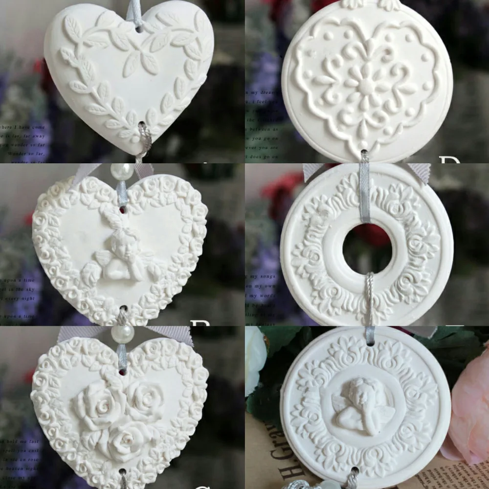 

PRZY Mold Silicone Aroma Molds Heart-shaped, Leaves, Angels, Roses, Garlands, Angel Wreaths 6 Styles Handmade Fondant Mould 001