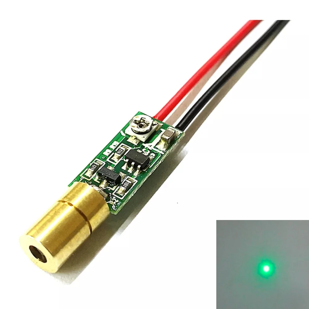 Mini mosiężny moduł 515nm 520nm 5mW Green Laser Dot Module DC3V Driver Out 6*10mm