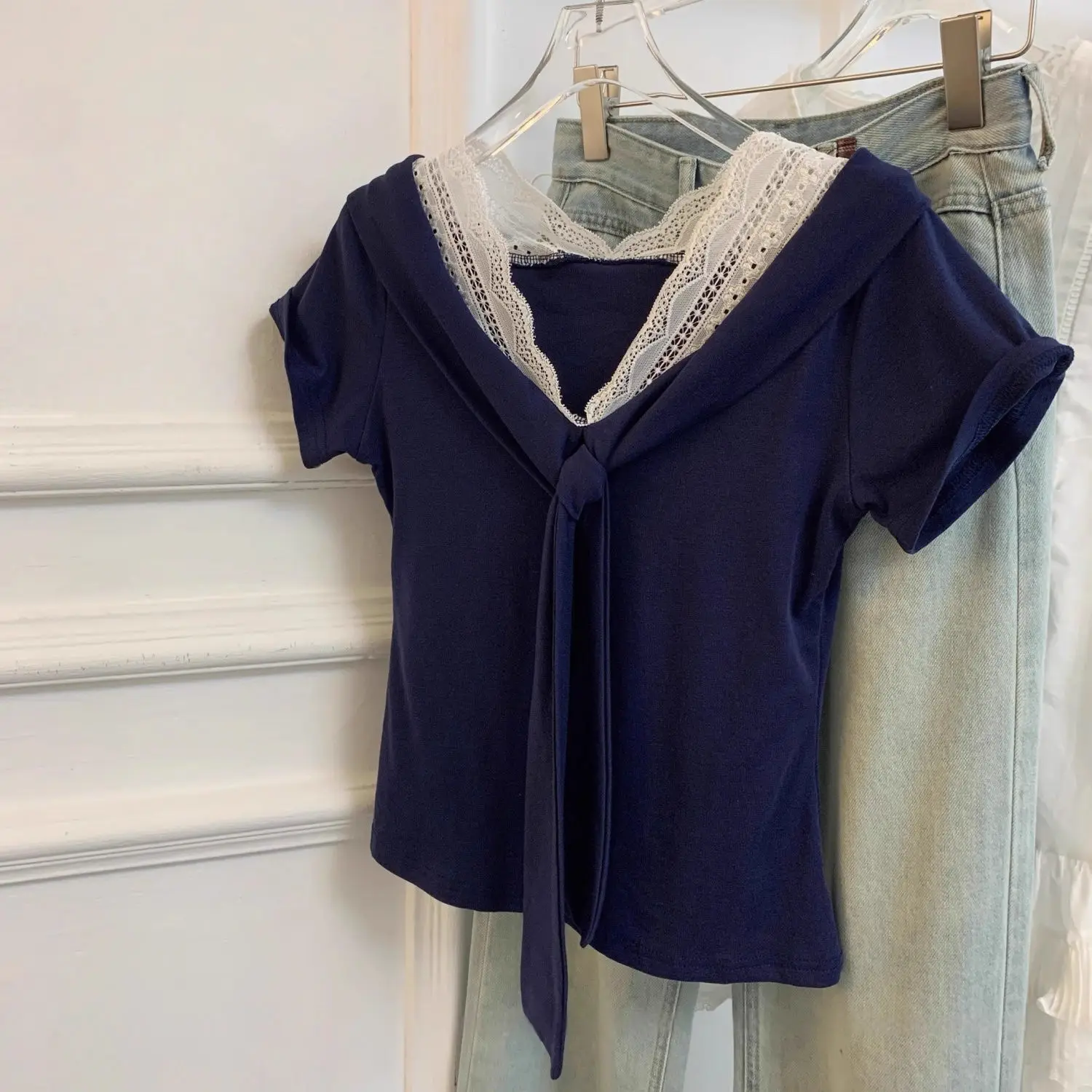 Top Feminino Slimming de Verão com Laço em Nó Coreano, Novo Lançamento, Simples e Macio, Ajuste na Cintura