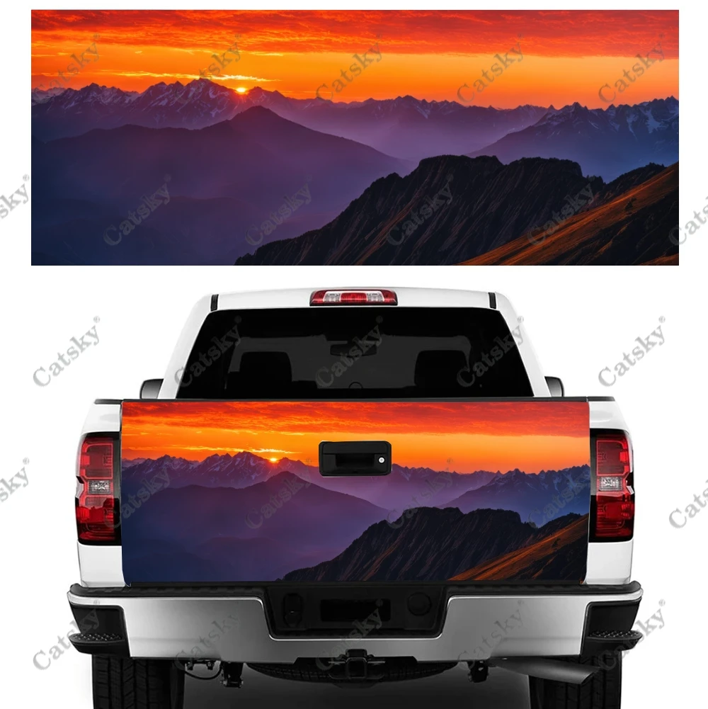 

Покрытие для задней двери грузовика Mountain Sunset, профессиональный класс, универсальный материал, подходит для полноразмерных грузовиков, погодостойкий