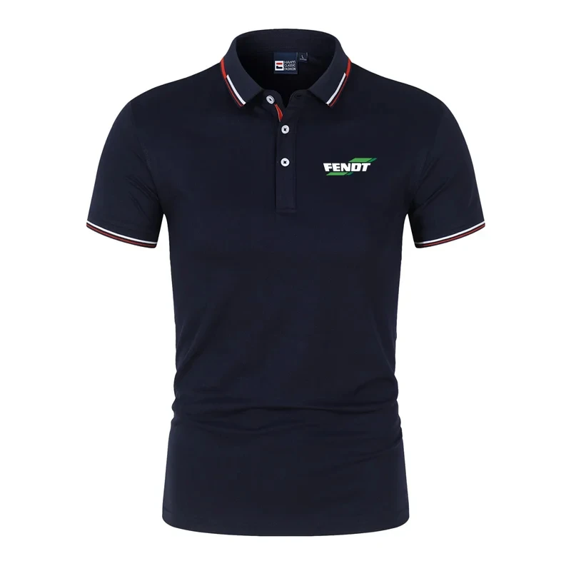 Camisa polo casual de manga curta masculina, roupa de rua elegante, trator Fendt, 4XL