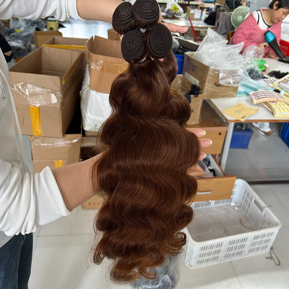 #4 Chocolate Brown Body Wave 1/3/4 Bundles 10-30 Inch Honey Blonde Bundles Human Hair #4 Colored Brazilian Hair Weave Bundles Deal 30 Inches Color 4 Virgin Human Hair 1/3/4 Bundles Bundles Brown 100G/Pc