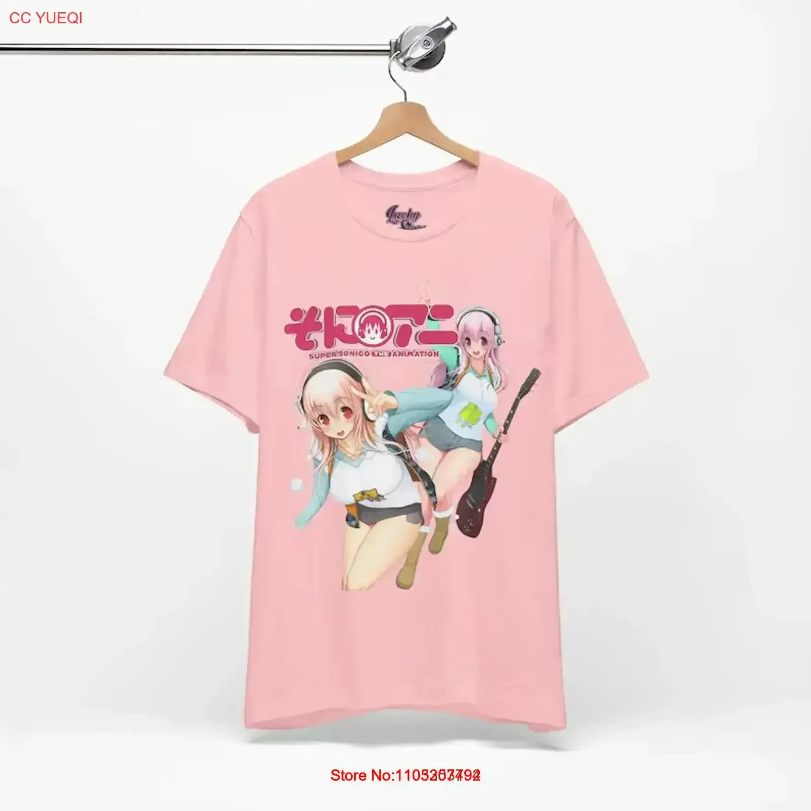 SoniAni Cutecore T Shirt Kawaii Anime Super Sonico 2025 vintage Washed Top For Everyday Wear streetwear Versatile Stylish