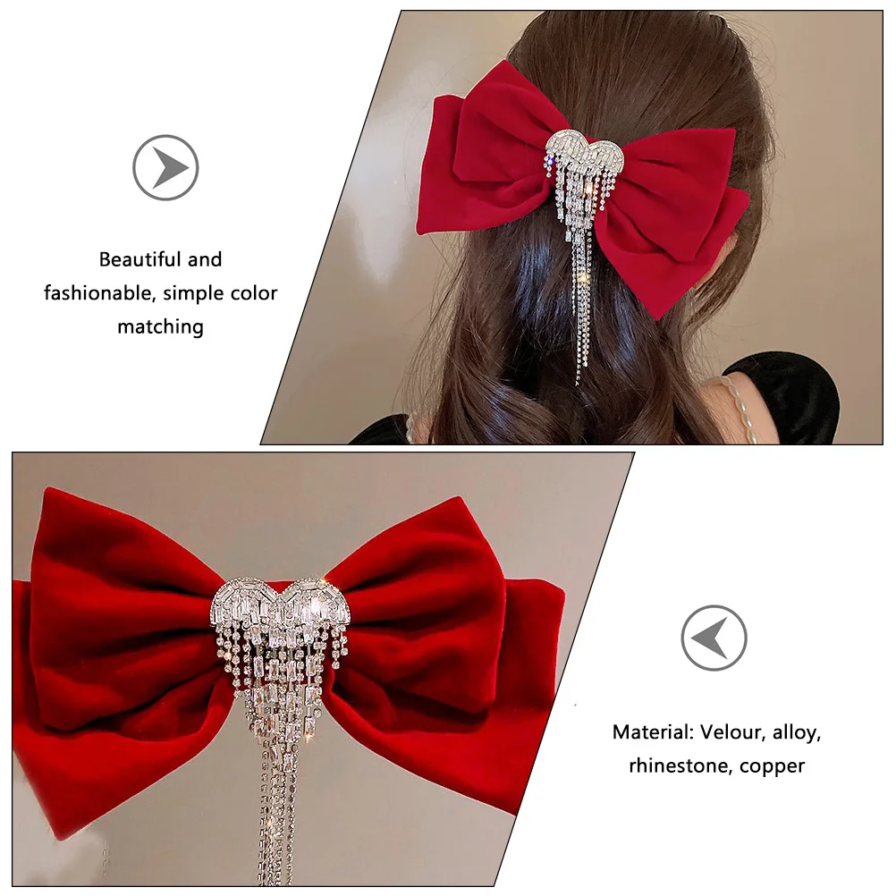 

Tassel Bow Chic Bowknot Clip For Girls Elegant Hair Accessories Bowknot Barrette Tassel Bow Hairpin Hair Headdress For Wedding