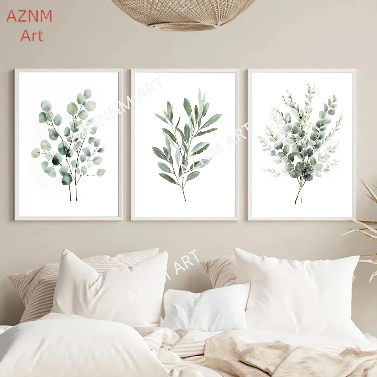1/3pcs Bohemian Sage Green Leaves Wall Art Poster Modern Botanical Aesthetics Home Decor