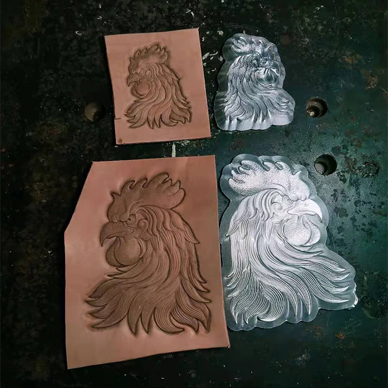 3D rooster cock pattern mold-Hand-work unique design carving punches stamp craft leather with leather carving tool