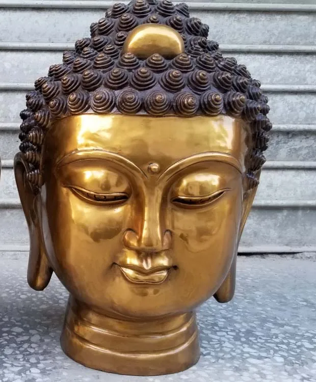 40cm Huge large Asia Thailand HOME Vestibule hallwayTemple Patron saint efficacious protection copper golden Buddha head statue