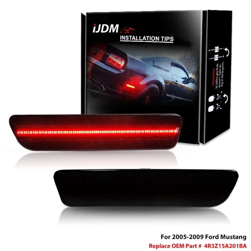 

iJDM For Ford Mustang T10 Red Full LED Rear Side Marker Light Accessories ,Replace OEM 4R3Z15A201BA Back Sidemarker Lamps 05-09