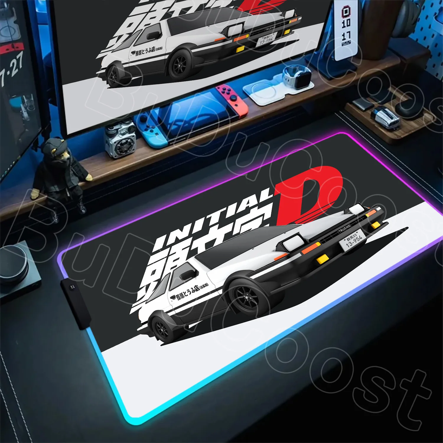 

E-Sports Game Initial D AE86 Mousepad RGB HD Printing Computer Gamer Locking Edge Non-slip Mouse Pad PC XXL Keyboard PC Desk Pad