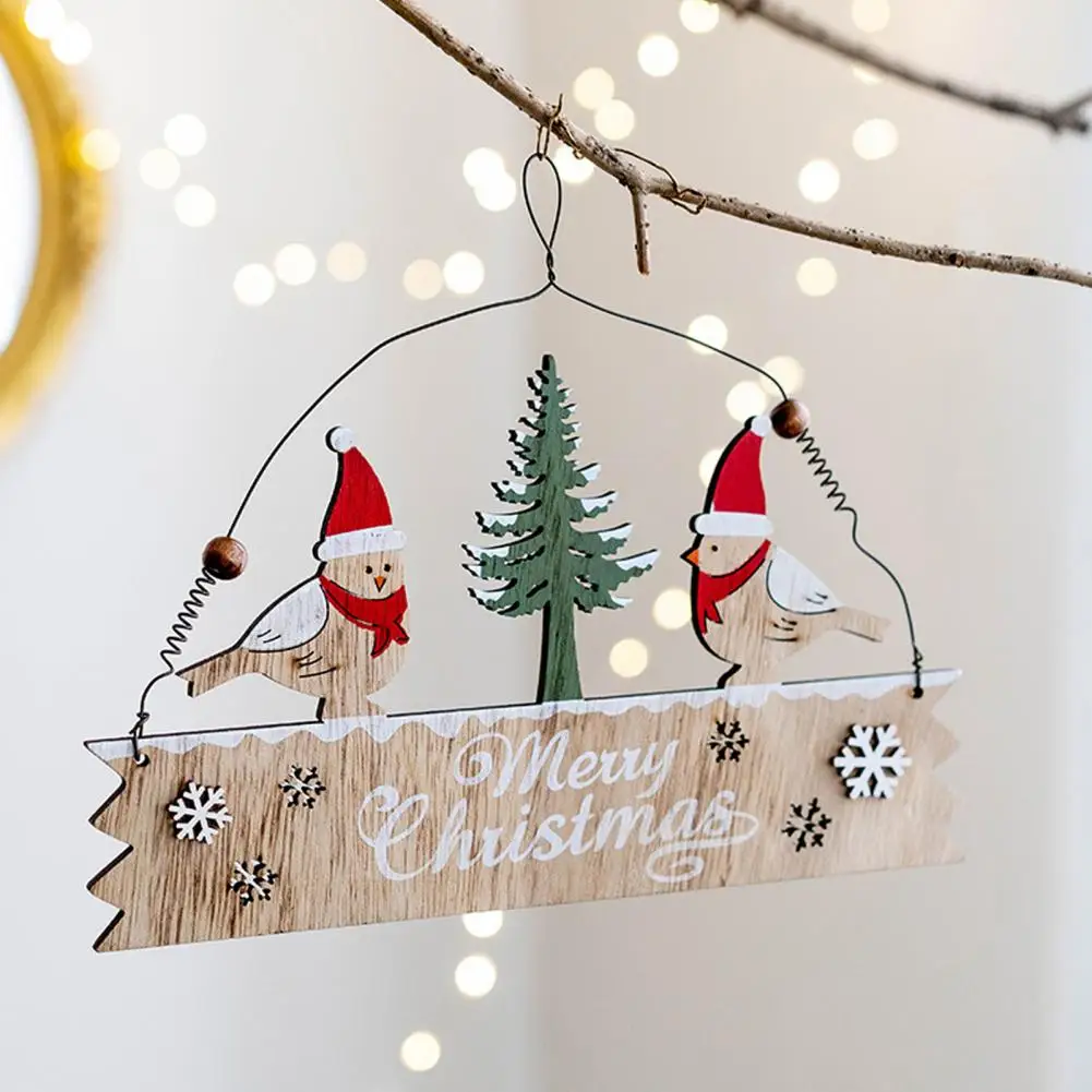 

Christmas Wooden Door Hanging Pendant Plaque Vibrant Festive Wooden Sign Santa Claus Snowman Elk Xmas Tree Drop Ornaments