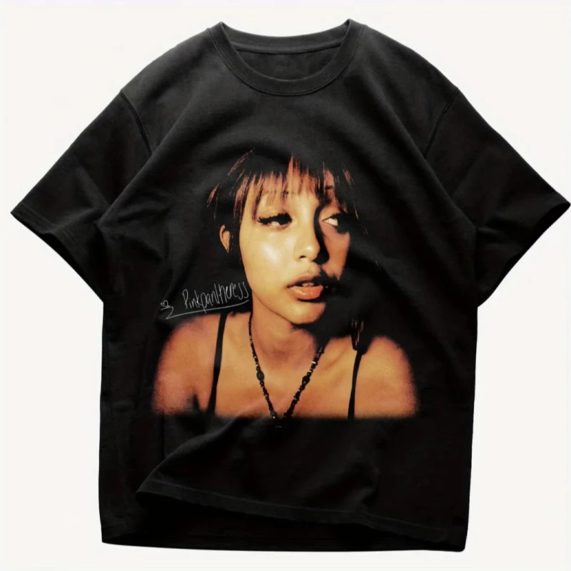 

Vibrant Pink Pantheress Graphic Print Summer Casual Short Sleeve T-Shirt Comfortable Fit Perfect for Music Festive Gift Tee Top