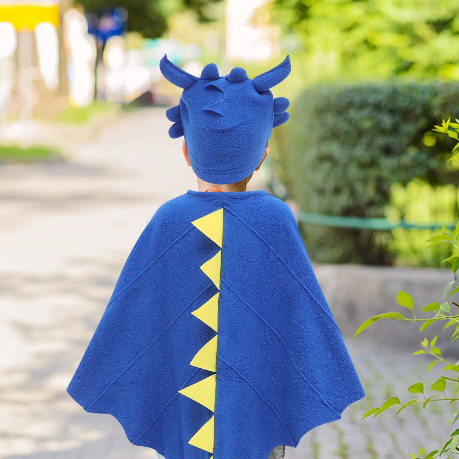 

Dinosaur Cape Mask Costume Set Blue Cloth Outdoor Decorative Toddler Halloween Cosplay Kids Accessory Smooth Texture
